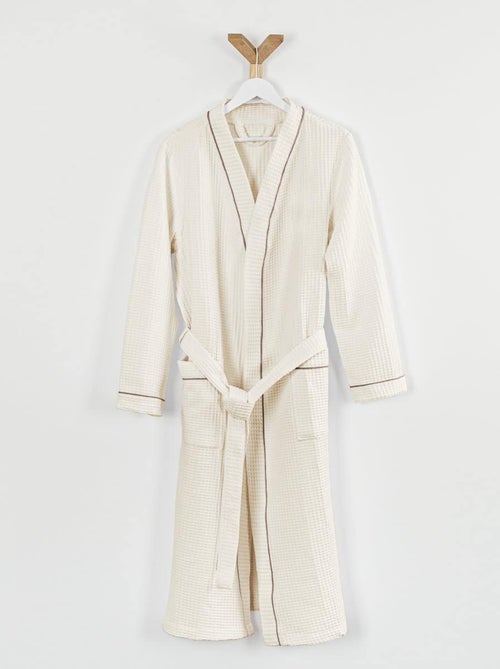 Accappatoio misto cotone 57 fili a nido d'ape KIMONO - Kiabi Accappatoio misto cotone 57 fili a nido d'ape KIMONO - Kiabi
