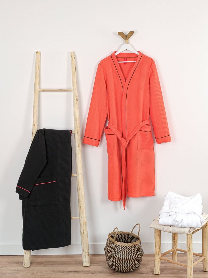 Accappatoio misto cotone 57 fili a nido d'ape KIMONO Bianco - Kiabi