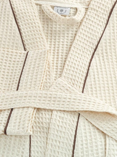 Accappatoio misto cotone 57 fili a nido d'ape KIMONO - Kiabi Accappatoio misto cotone 57 fili a nido d'ape KIMONO - Kiabi