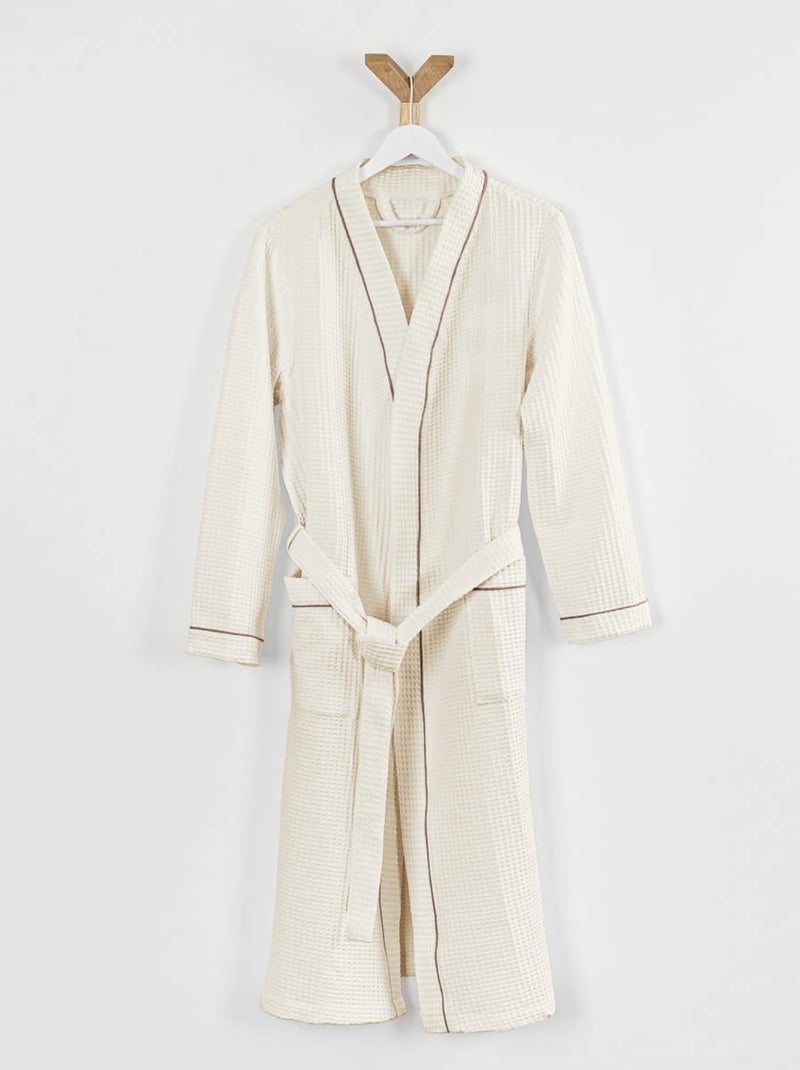 Accappatoio misto cotone 57 fili a nido d'ape KIMONO Marrone - Kiabi