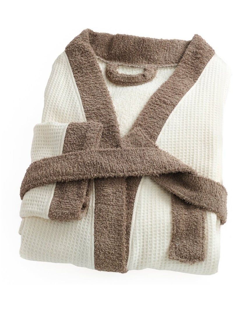 Accappatoio misto cotone 57 fili double face nido d'ape SUAVE Avorio - Kiabi