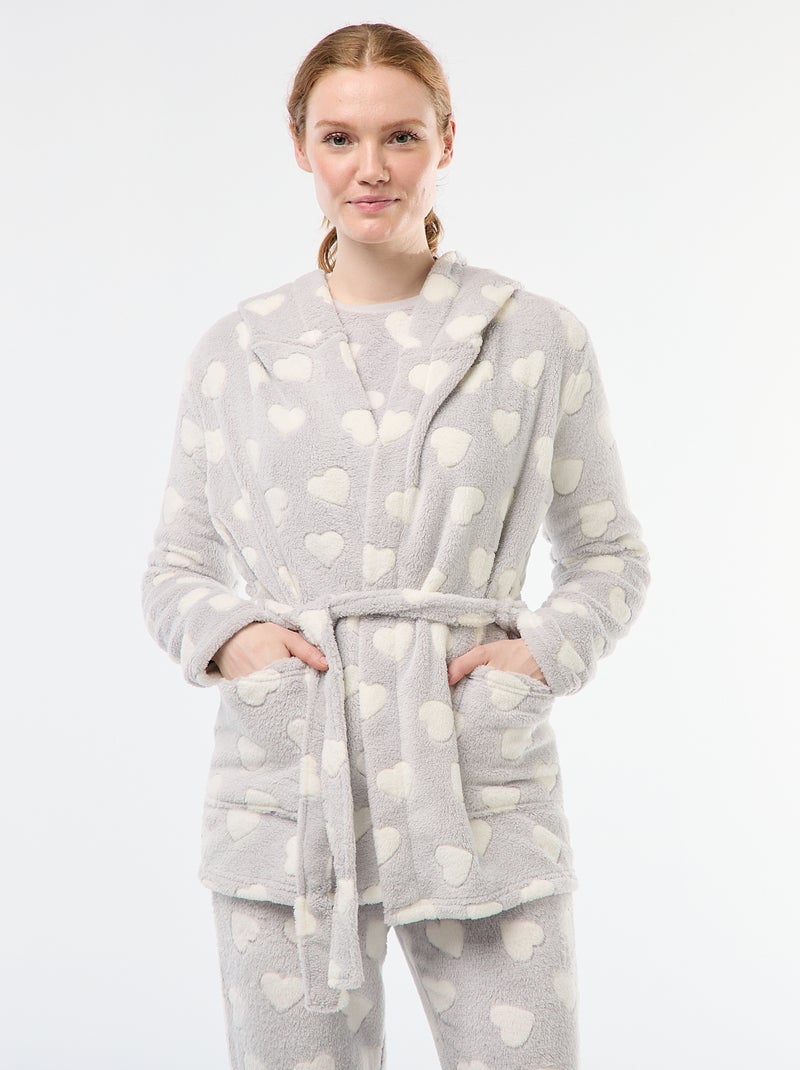 Accappatoio morbido in pile Grigio Donna Kiabi