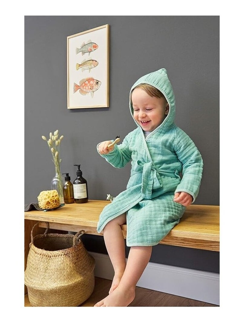 Accappatoio per bambini in garza di cotone PROMO LINGE Verde salvia - Kiabi