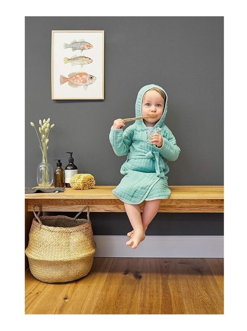Accappatoio per bambini in garza di cotone PROMO LINGE Verde salvia - Kiabi