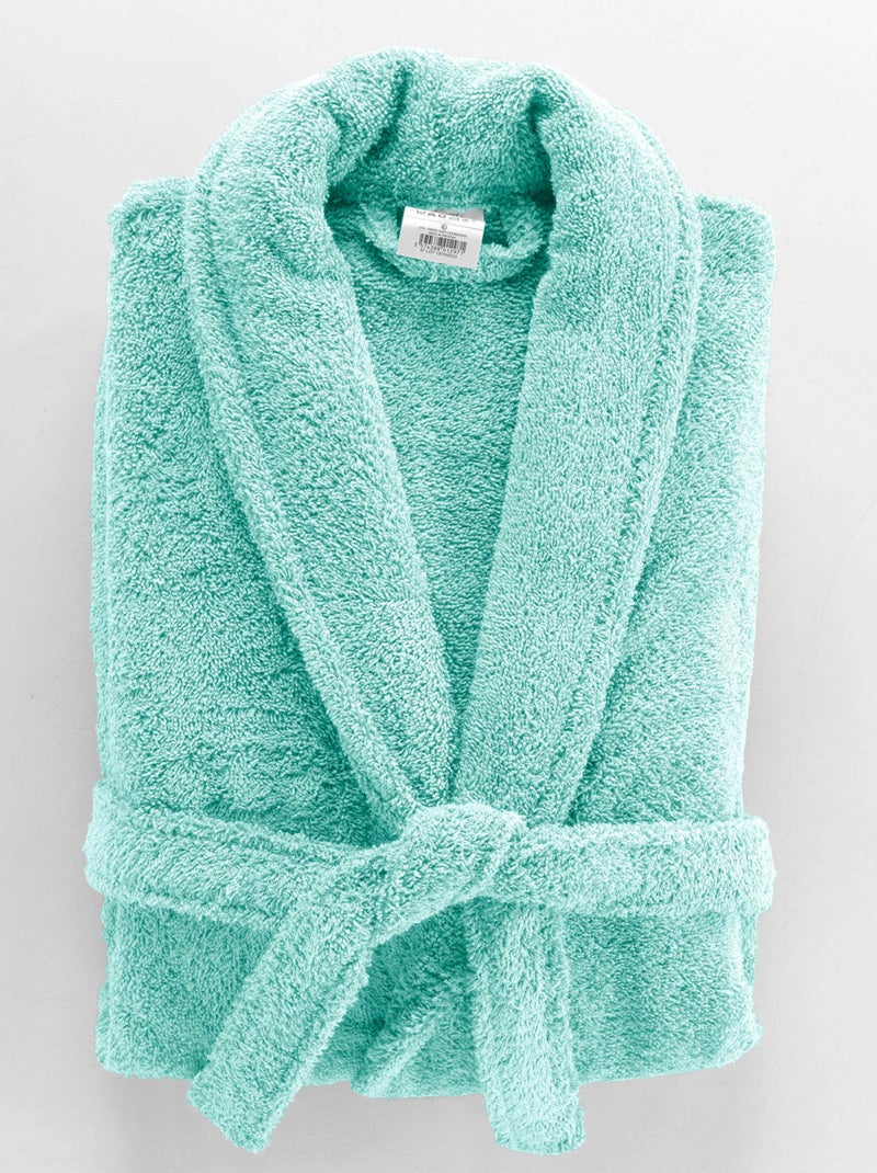 Accappatoio tinta unita con collo a scialle Blu celadon - Kiabi
