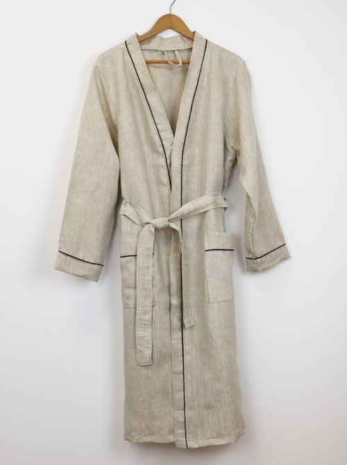 Accappatoio unisex 100% lino naturale - Kiabi Accappatoio unisex 100% lino naturale - Kiabi
