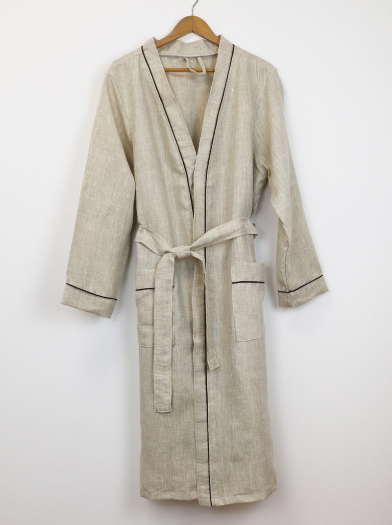 Accappatoio unisex 100% lino naturale Beige - Kiabi