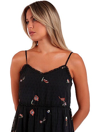 ADMAS Abito con spalline arricciate e fiori orientali da donna