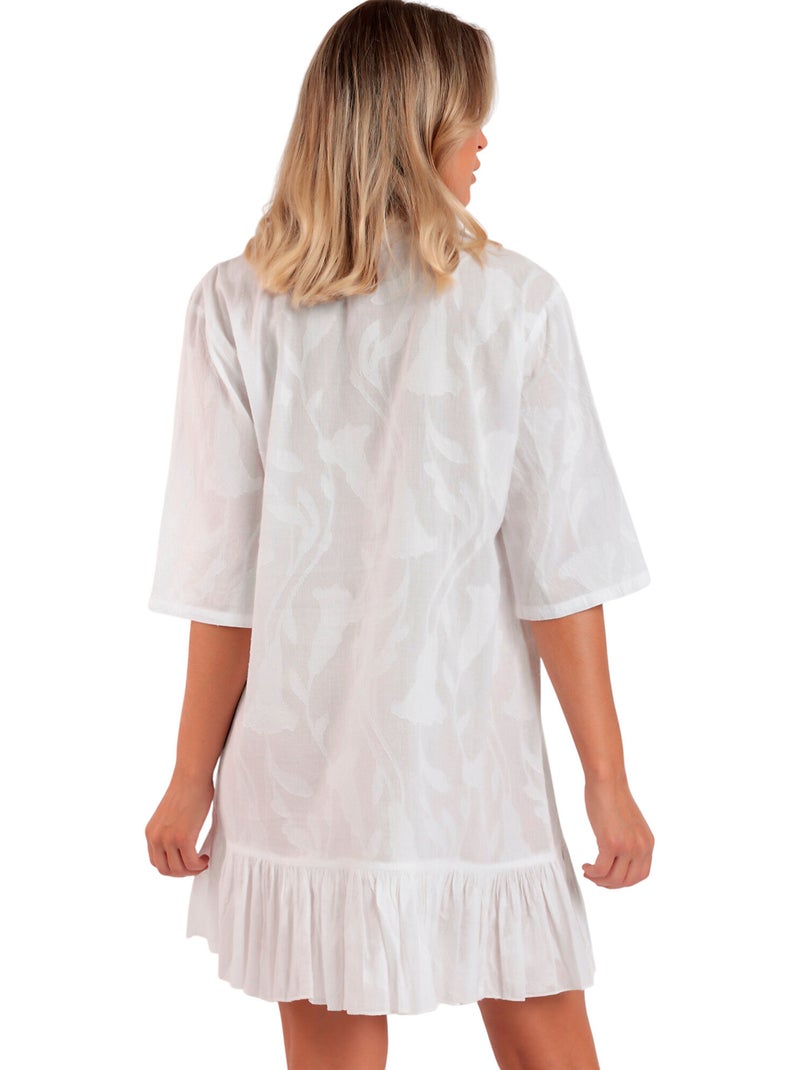 ADMAS Abito da donna con maniche alla francese e fiori testurizzati Bianco - Kiabi