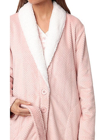 ADMAS CLASSIC Accappatoio da donna caldo a maniche lunghe con foglie di lusso