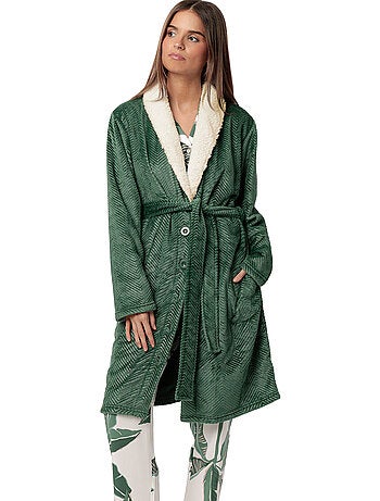 ADMAS CLASSIC Accappatoio da donna caldo a maniche lunghe con foglie di lusso