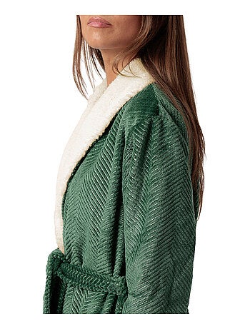 ADMAS CLASSIC Accappatoio da donna caldo a maniche lunghe con foglie di lusso