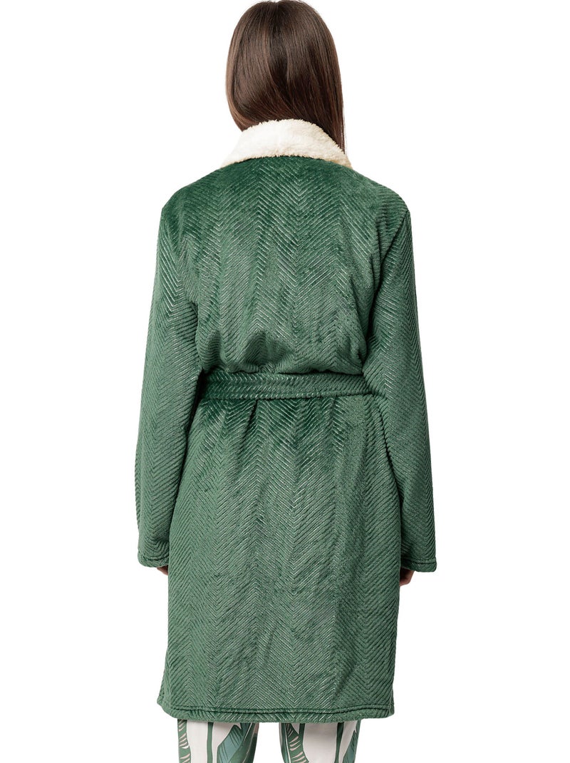 ADMAS CLASSIC Accappatoio da donna caldo a maniche lunghe con foglie di lusso Verde - Kiabi