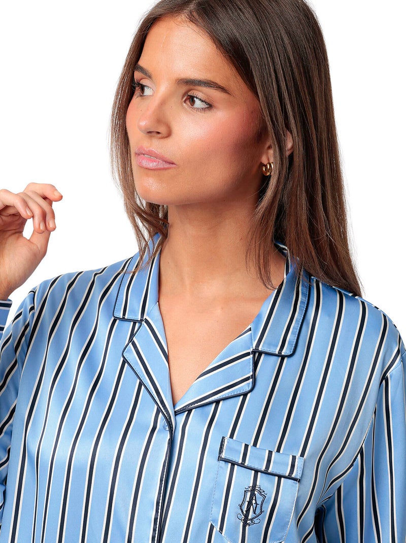 ADMAS CLASSIC Adm Secret Canotta aperta in raso a maniche lunghe da donna Blu - Kiabi
