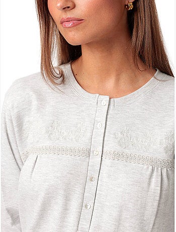 ADMAS CLASSIC Canotta classica a maniche lunghe con patta in interlock da donna