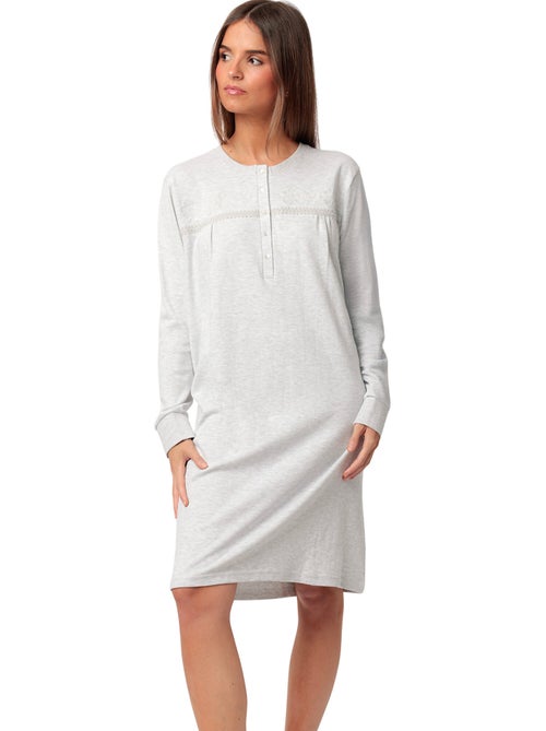 ADMAS CLASSIC Canotta classica a maniche lunghe con patta in interlock da donna - Kiabi ADMAS CLASSIC Canotta classica a maniche lunghe con patta in interlock da donna - Kiabi