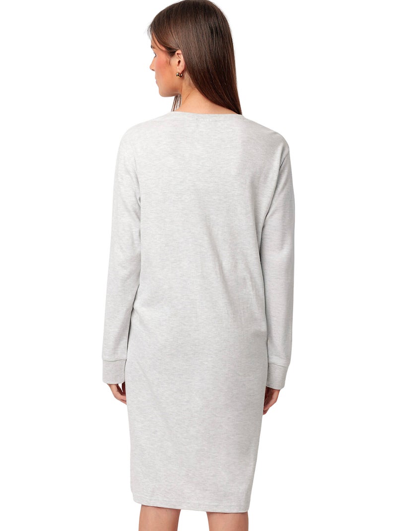 ADMAS CLASSIC Canotta classica a maniche lunghe con patta in interlock da donna Grigio - Kiabi