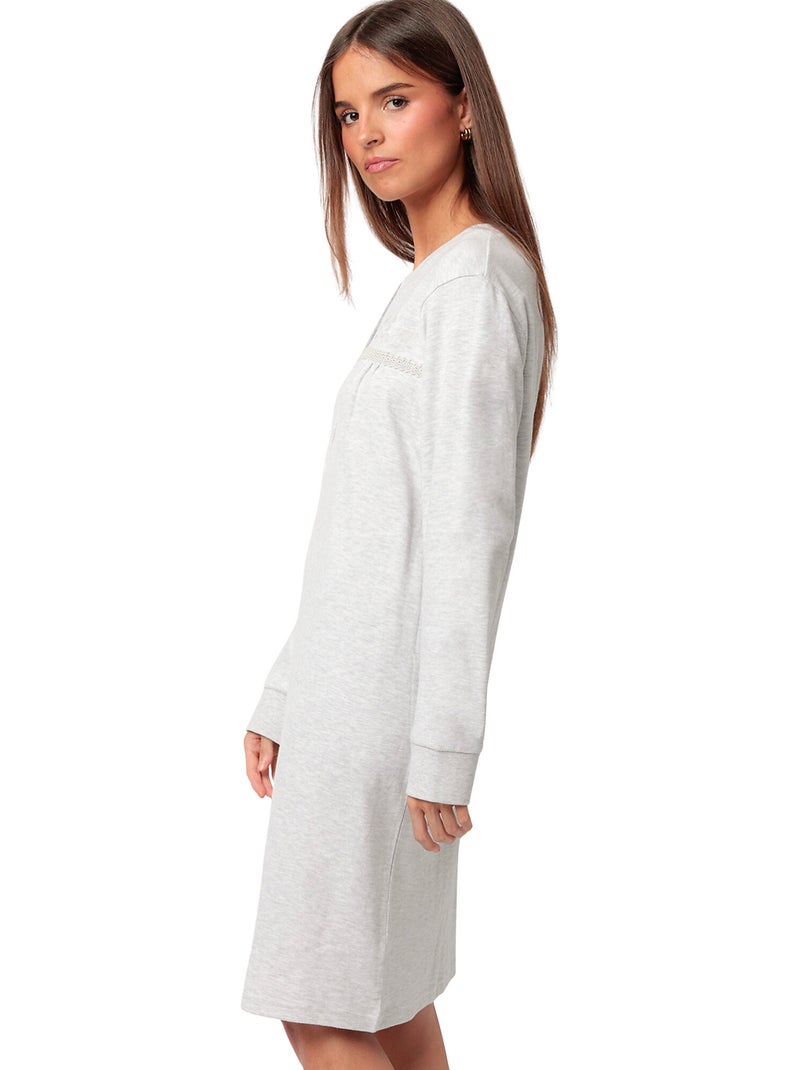 ADMAS CLASSIC Canotta classica a maniche lunghe con patta in interlock da donna Grigio - Kiabi