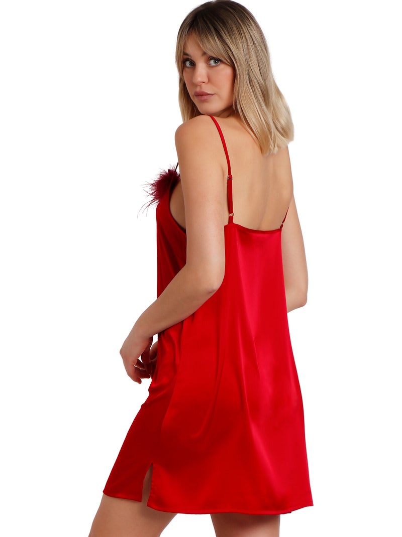 ADMAS CLASSIC Canotta con spalline in piume natalizie Marabu da donna Rosso - Kiabi