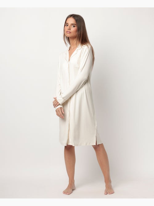 ADMAS CLASSIC Canotta da notte morbida a maniche lunghe con schiena scoperta da donna - Kiabi