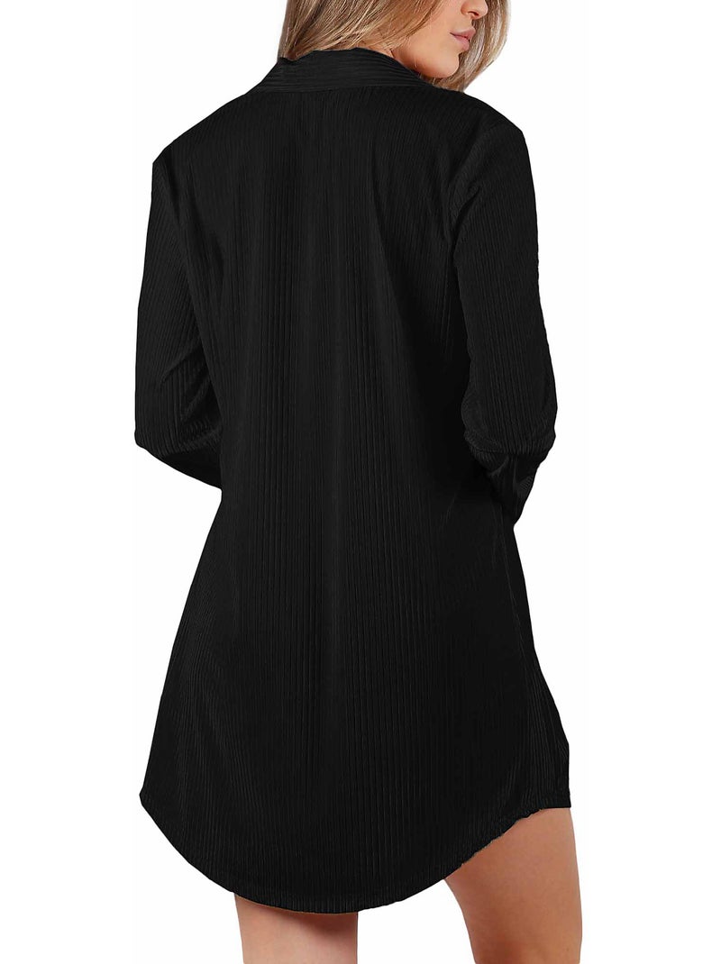 ADMAS CLASSIC Canotta elegante a righe a maniche lunghe per donna Nero - Kiabi