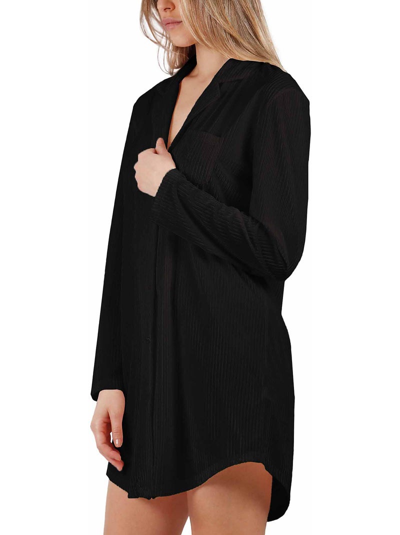 ADMAS CLASSIC Canotta elegante a righe a maniche lunghe per donna Nero - Kiabi