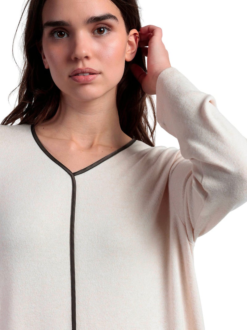 ADMAS CLASSIC Elegante canotta a maniche lunghe per donna At Home Beige - Kiabi