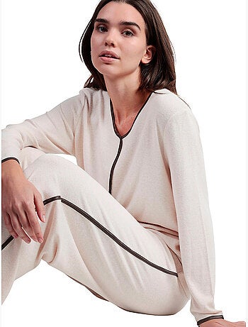 ADMAS CLASSIC Elegante pigiama a maniche lunghe con scollo a V per donna At Home