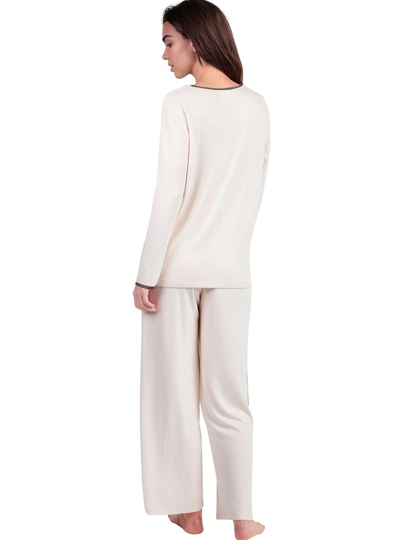 ADMAS CLASSIC Elegante pigiama a maniche lunghe con scollo a V per donna At Home Beige - Kiabi