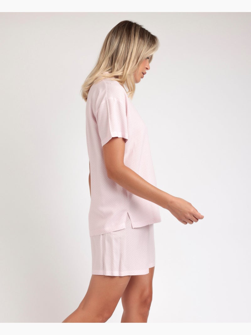 ADMAS CLASSIC Pigiama aperto a maniche corte classico Spiga da donna Rosa - Kiabi