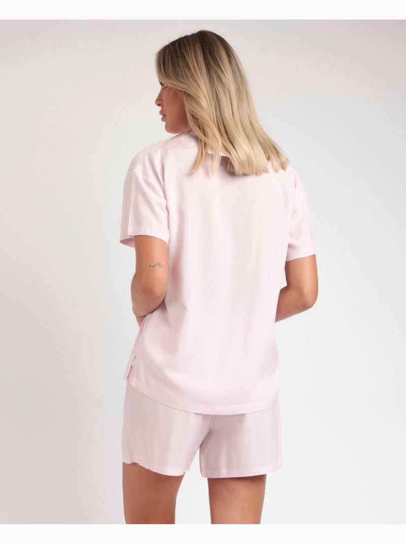 ADMAS CLASSIC Pigiama aperto a maniche corte classico Spiga da donna Rosa - Kiabi