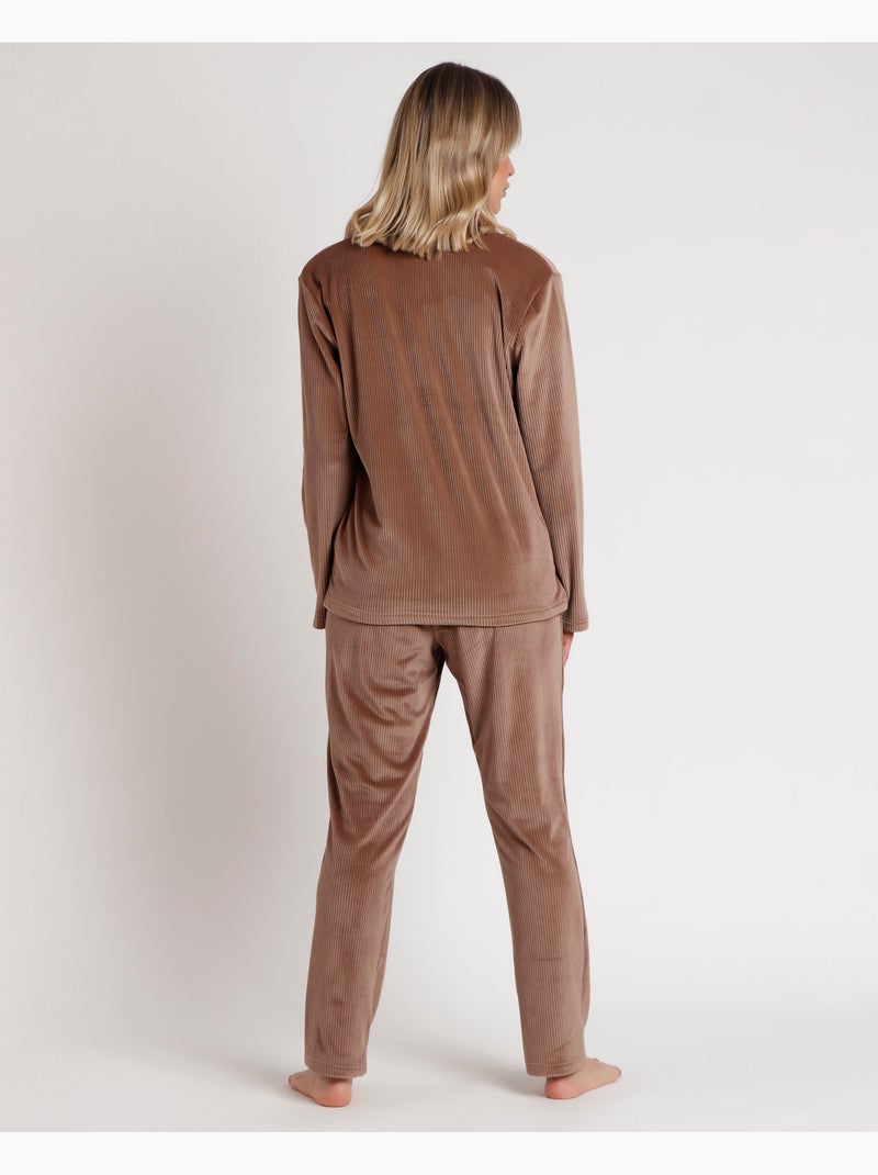 ADMAS CLASSIC Pigiama aperto a maniche lunghe a righe Relax Home da donna Marrone cioccolato - Kiabi