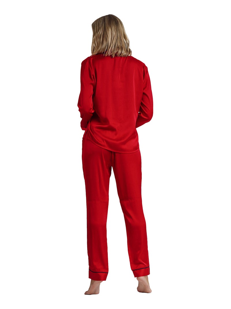 ADMAS CLASSIC Pigiama aperto a maniche lunghe classico natalizio da donna Rosso - Kiabi