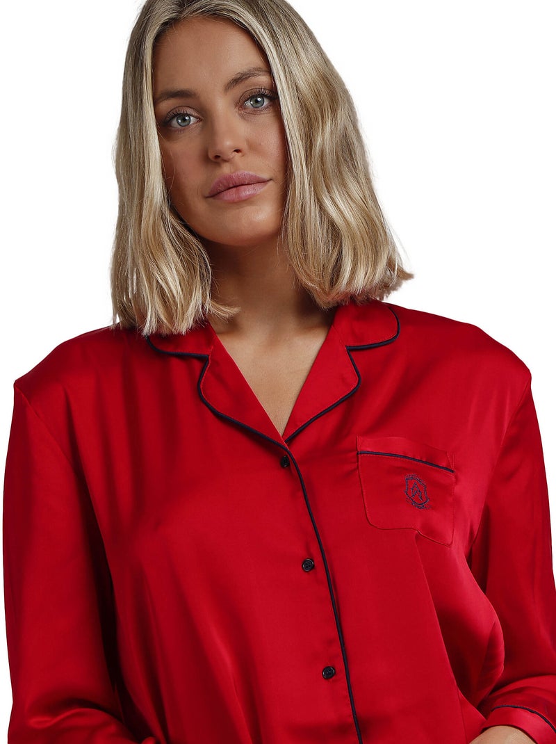 ADMAS CLASSIC Pigiama aperto a maniche lunghe classico natalizio da donna Rosso - Kiabi