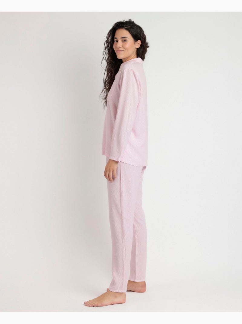 ADMAS CLASSIC Pigiama aperto a maniche lunghe classico Spiga da donna Rosa - Kiabi