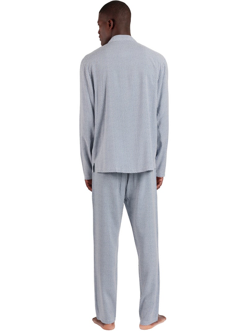 ADMAS CLASSIC Pigiama aperto a maniche lunghe classico Spiga da uomo Blu - Kiabi