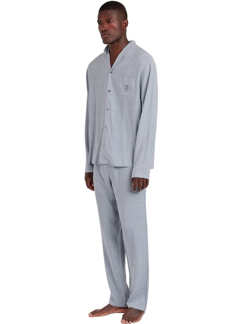 ADMAS CLASSIC Pigiama aperto a maniche lunghe classico Spiga da uomo Blu - Kiabi