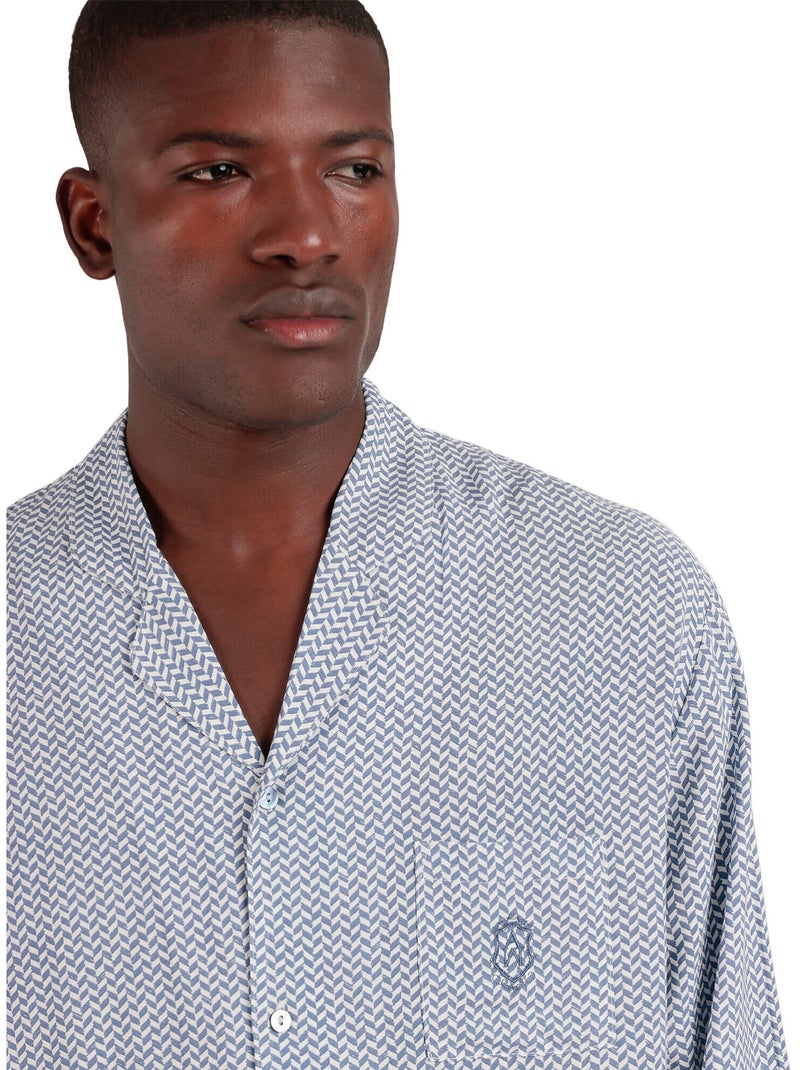 ADMAS CLASSIC Pigiama aperto a maniche lunghe classico Spiga da uomo Blu - Kiabi