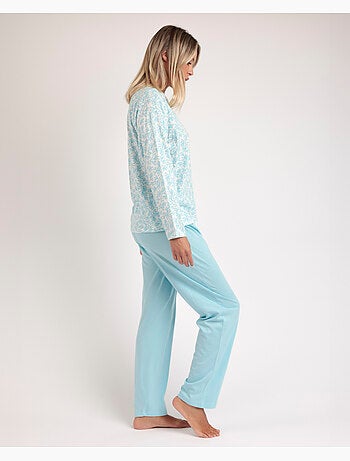 ADMAS CLASSIC Pigiama aperto a maniche lunghe con foglie primaverili da donna