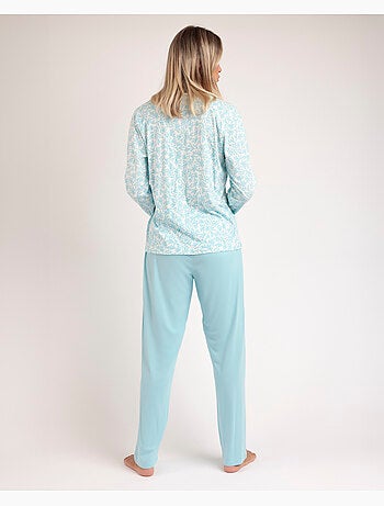 ADMAS CLASSIC Pigiama aperto a maniche lunghe con foglie primaverili da donna