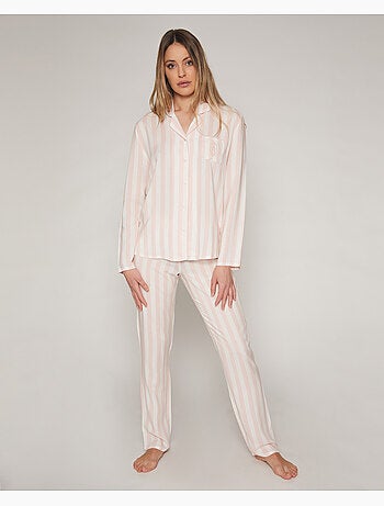 ADMAS CLASSIC Pigiama aperto a maniche lunghe con strisce classiche da donna