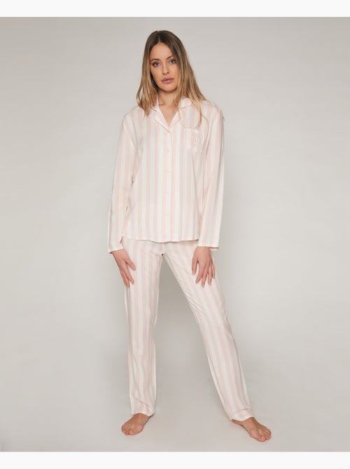 ADMAS CLASSIC Pigiama aperto a maniche lunghe con strisce classiche da donna - Kiabi ADMAS CLASSIC Pigiama aperto a maniche lunghe con strisce classiche da donna - Kiabi