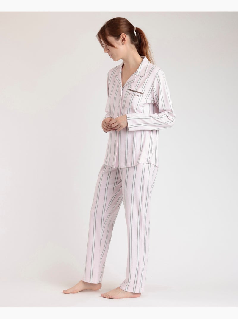 ADMAS CLASSIC Pigiama aperto a maniche lunghe da donna Magic Time Rosa chiaro - Kiabi