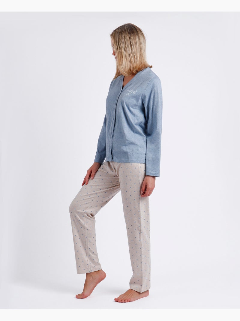 ADMAS CLASSIC Pigiama aperto a maniche lunghe da donna You Are Enough Blu - Kiabi