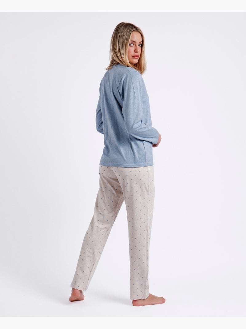 ADMAS CLASSIC Pigiama aperto a maniche lunghe da donna You Are Enough Blu - Kiabi