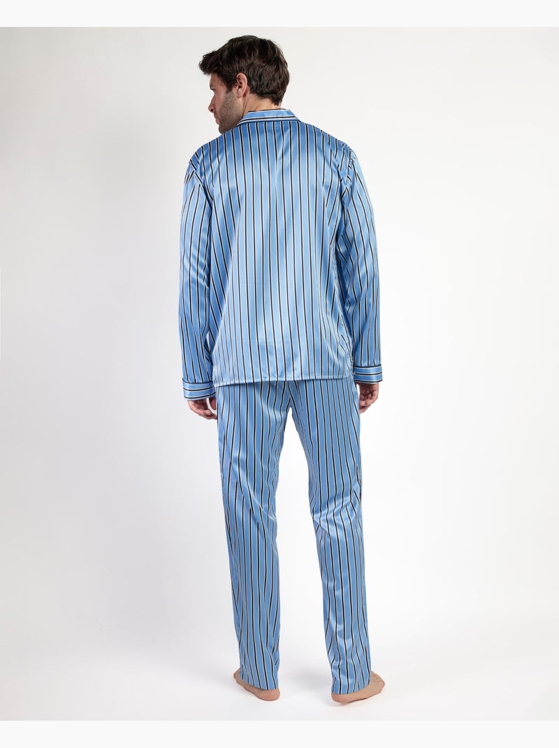 ADMAS CLASSIC Pigiama da uomo Adm Secret Satin Open Manica Lunga Blu - Kiabi