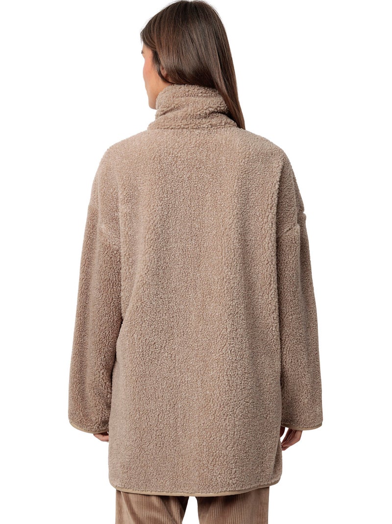 ADMAS CLASSIC Vestaglia da casa in caldo Sherpa a maniche lunghe da donna Marrone cioccolato - Kiabi
