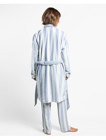 ADMAS CLASSIC Vestaglia da donna calda a maniche lunghe con righe chiare