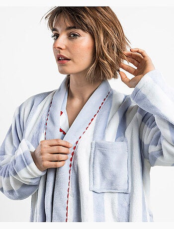 ADMAS CLASSIC Vestaglia da donna calda a maniche lunghe con righe chiare