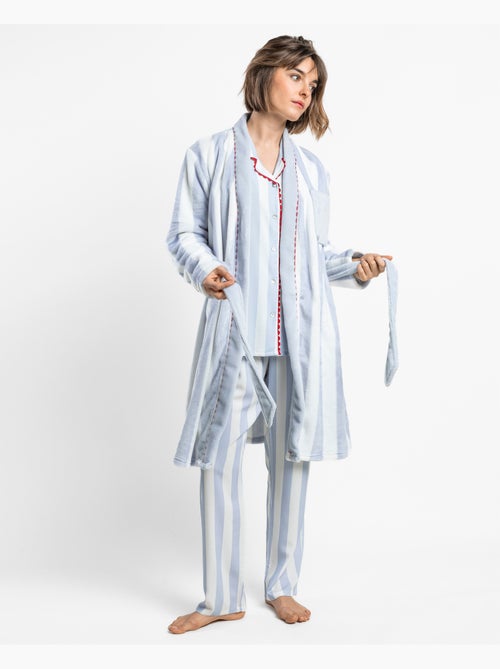 ADMAS CLASSIC Vestaglia da donna calda a maniche lunghe con righe chiare - Kiabi